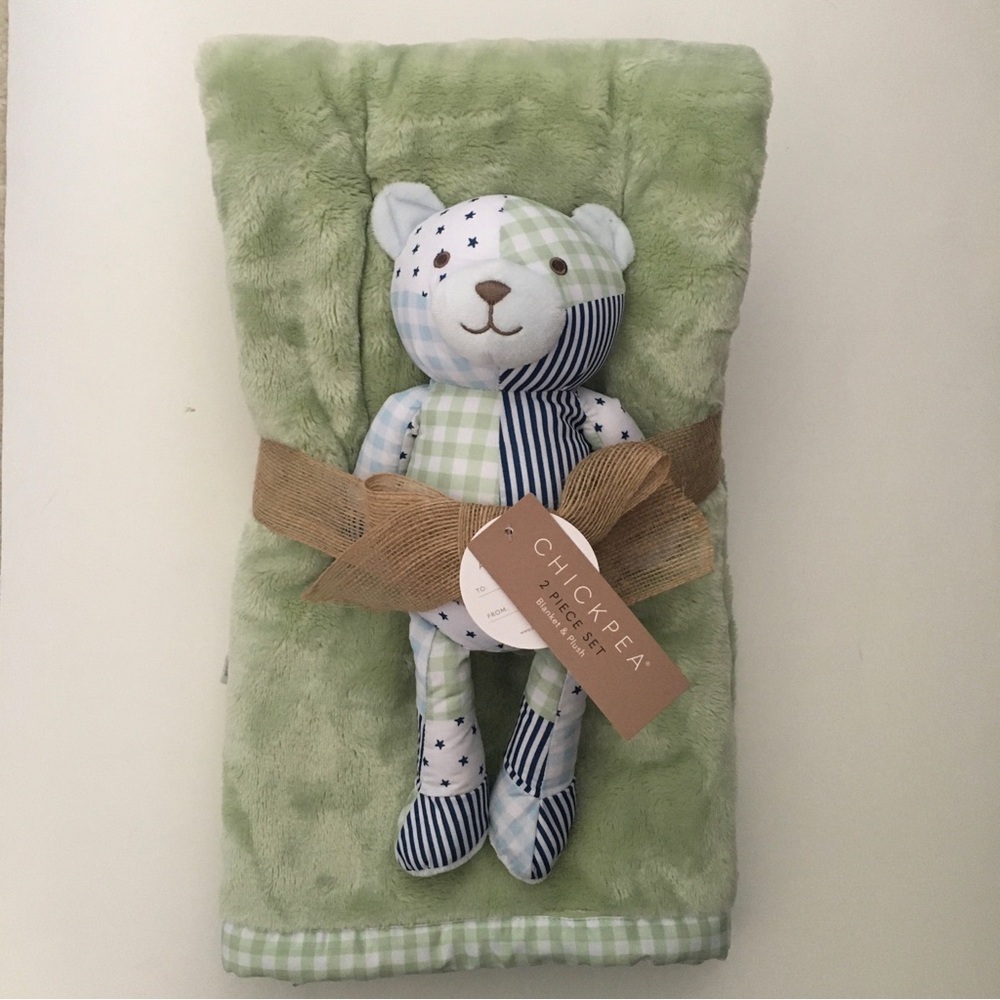 Cozy Baby Blanket Set Soft Baby Toy Lovey Stuffed Animal Bear NEW | Chick Pea